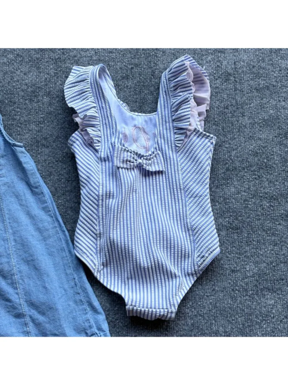 Girls toddlers bundle 3T Denim Sleeveless Dress Striped Ruffle Swimsuit